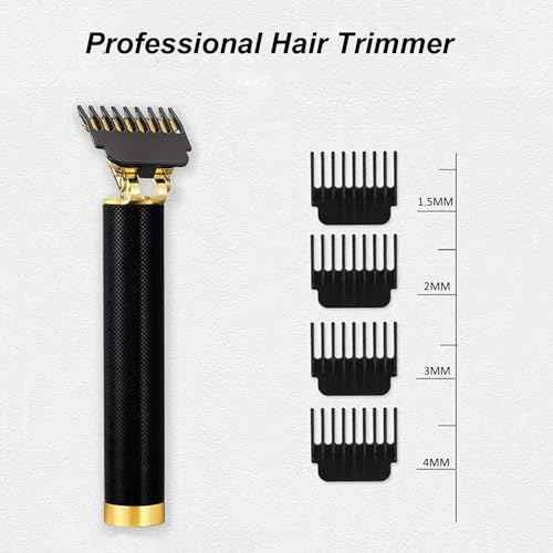 Professional Cordless Hair Clipper and Trimmer for Men, T Blade Zero Gapped Rechargeable Beard Shaver, Hair Cutting Kit With Ear Spoon Tool Set, Black
