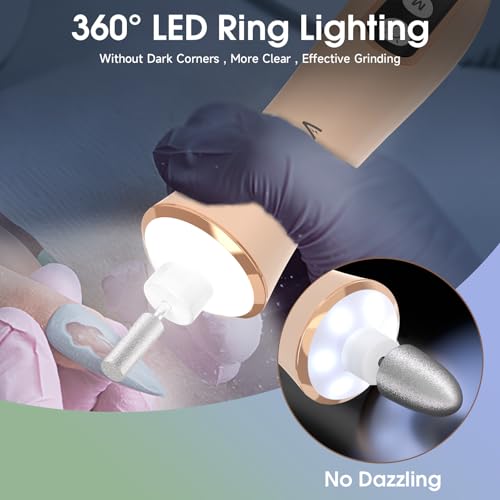 Professional Manicure Pedicure Kit with 360¡Æ LED Light&10 Speeds&Memory Mode with Case, Cordless Electric Nail Drill, Pedicure Tools for feet,Hand Foot Care Nail File for Thick Nail Toenail Cuticle