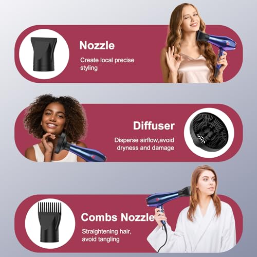 CONFU Hair Dryer, Professional Ionic Salon Blow Dryer with Diffuser for Women and Men, 5X Fast Drying, Powerful and Quiet Hair Blow Dryer for Fast & Easy Styling (1875 Watts)