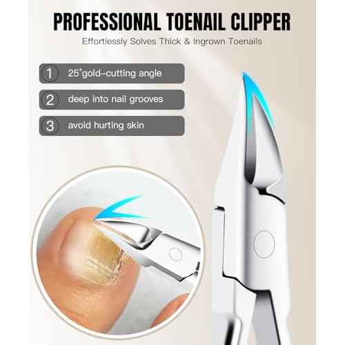 12Pcs Ingrown Toenail Removal Kit-Toenail Clippers for Ingrown & Thick & Hard Nails-Ingrown Toenail Tool with Toe Nail Clippers/Nail Cutter/Pedicure Knife/Callus Remover Tools for Seniors Men Women