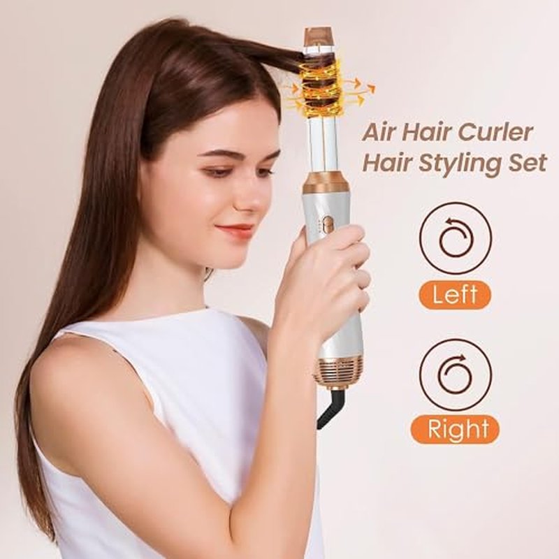 6 in 1 Blow Dryer Brush, Detachable Hair Dryer Brush Air Curler Air Styler Wrap, Curly Twist Hot Curling Iron, Blow Dryer Hot Styler Negative Ion, Travel Hair Styling Tool