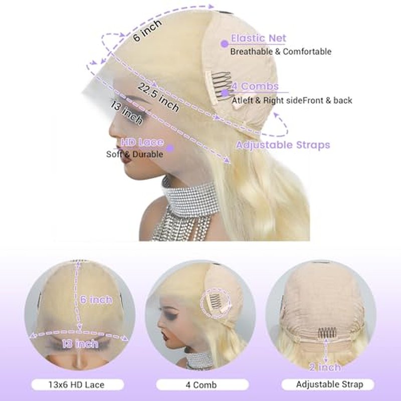 30 Inch 613 Lace Front Wig Human Hair 200 Density Blonde Wig Human Hair 613 13x6 HD Lace Frontal Wig Body Wave Lace Front Wigs Human Hair Pre Plucked 613 Wig for Women