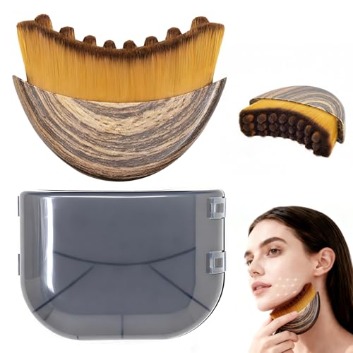 Lymphatic Contour Face Brush, Manual Lymphatic Drainage Massager, Natural Makeup Brushes with Durable Soft Bristles, Hypoallergenic Ergonomic Facial Cleansing Brush for Sculpting