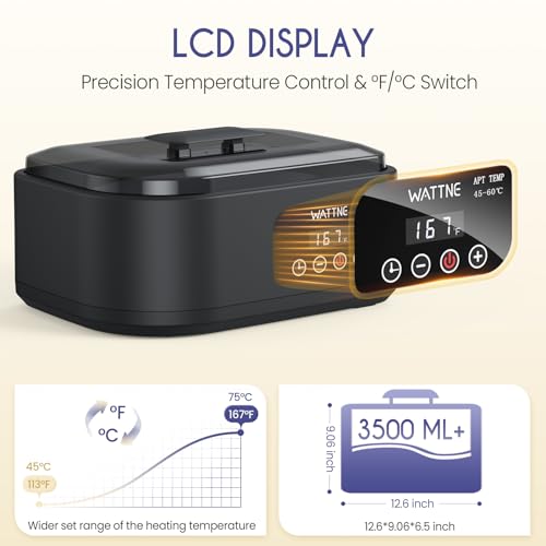 Wattne Paraffin Wax Machine for Hands & Feet ? Paraffin Wax Warmer Moisturizing Kit with Auto-Timer & Precision Temperature Control, Paraffin Wax Bath for Arthritis, Dry Skin Care, Home Spa-Black