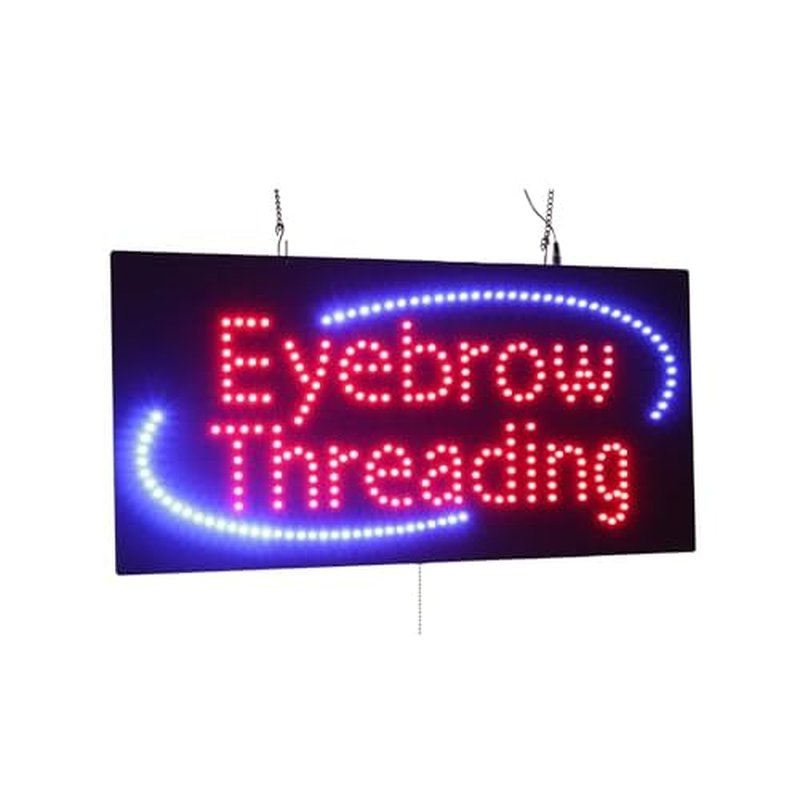 Eyebrow Threading Sign, 24"x12", 60x30cm, TOPKING, LED, Neon, Florescent, Signage, Signboard, Display, Billboard, Screen, Grand Opening, Gift
