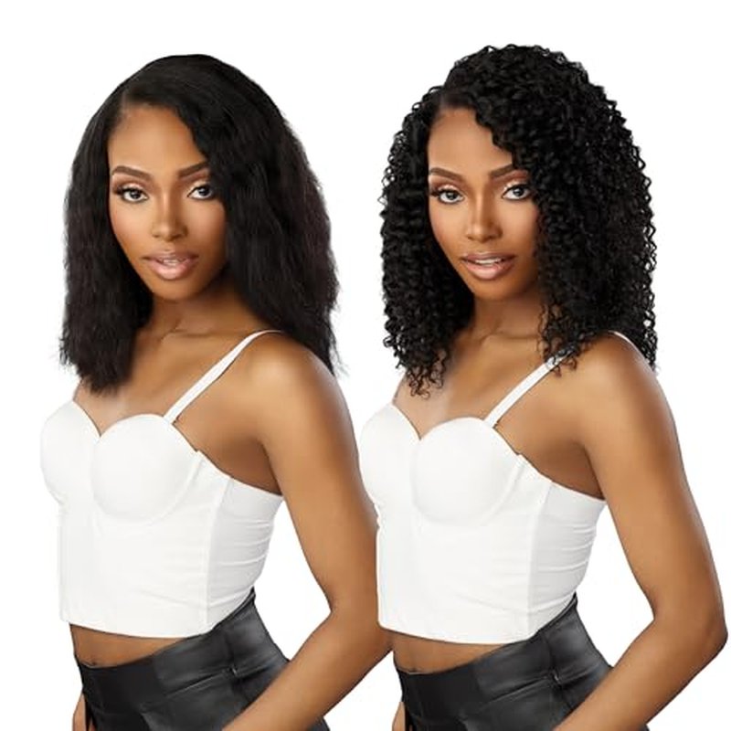 Sensationnel Empire multi weave hair - wet and wavy tropical curl human hair 3 bundle layered lengths (14 16 18 inch, 1B OFFBLACK)