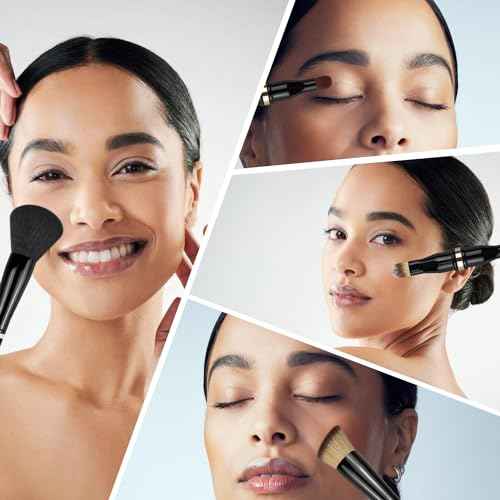 4 in 1 Makeup Brush, Travel Makeup Brush Set with Case, Mini Makeup Brushes, Powder Foundation Brush, Concealer Brush, Eyeshadow Brush, Dual Ended Makeup Brush for Liquid,Cream, Powder