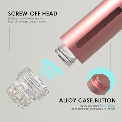 AQUA STAMP 2-in-1 Titanium Derma Stamp Pen | 0.25mm Gold Micro Infusion Hydra Needles | Manual Microneedling Tool for Face Lips Scalp Care | Fine Touch Serum Applicator