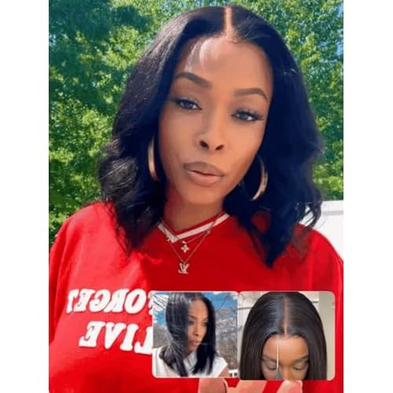 Nadula Bye Bye Knots Yaki Straight Bob Glueless Wig Pre Cut/Plucked/Bleached 7x5 Lace Front Wigs Human Hair Invisible Knots Pre Everything 3S Ready to Go Short Yaki Bob Wigs 150% Density 10inch