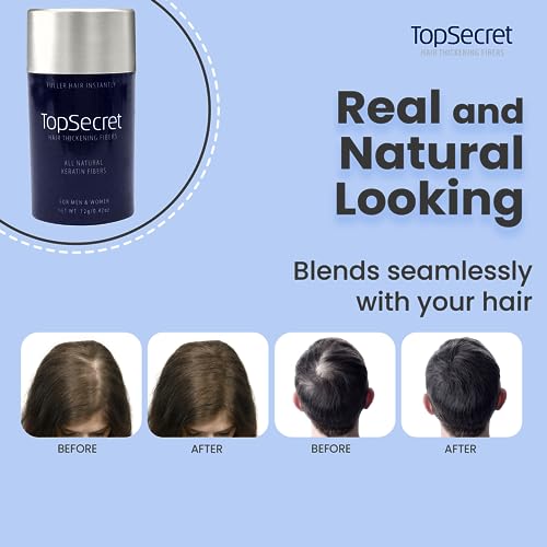 Top Secret Hair Thickening Building Fibers Refills - Undetectable & Natural Hair Filler - for Men & Women - Instantly Fill In Fine Thinning Hair - Weather & Sweat Resistant (Silver, Regular)