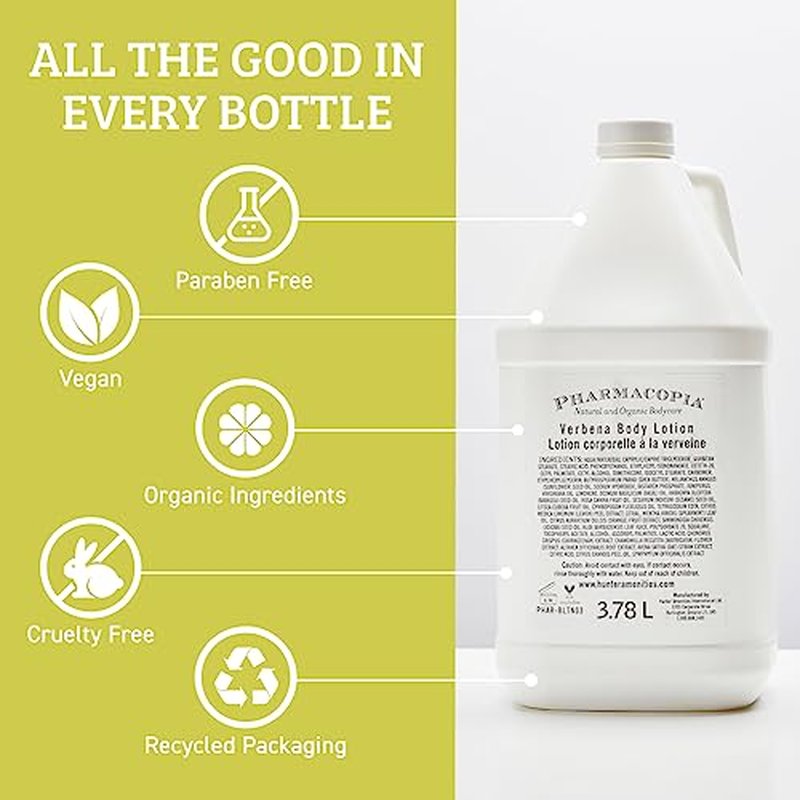 Pharmacopia Hotel Verbena Body Lotion ? Moisturizing Aromatherapy Body Cream with Natural & Organic Ingredients ? Vegan, Cruelty Free, Aromatic Moisturizer, 128 oz