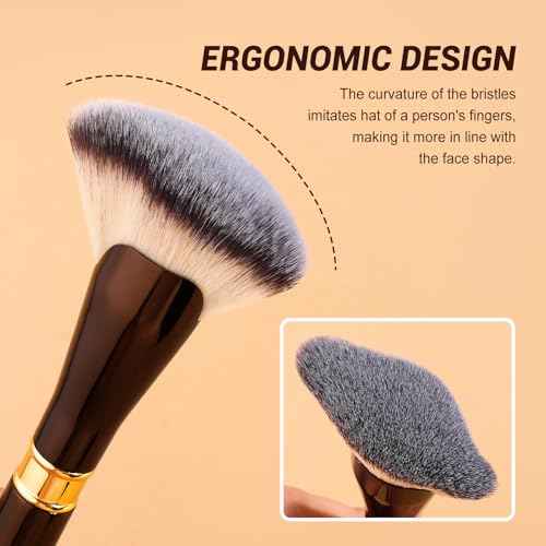 MAANGE Makeup Brush Set with Mirror Double-ended Kabuki Makeup Brushes For Foundation Contour Liquid Powder Concealer Eye Shadows Cream Cosmetics Blending Blush Makeup Tools (Coffee Brown, 8 PCS)
