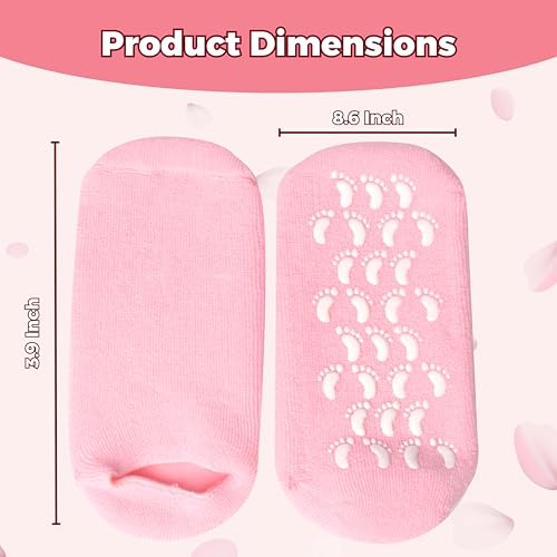 Moisturizing Socks for Dry Cracked Feet Women and Men Hydrating Gel Spa Sock Foot Moisturizer During Overnight (1 Pair (Pink))