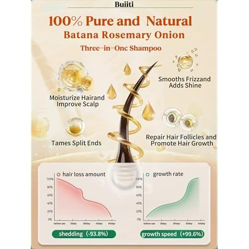 Batana Oil Shampoo for Hair Growth ? Infused with Rosemary & Onion, Anti Hair Loss & Thickening Treatment for Women & Men, Promotes Regrowth, Sulfate Free Natural Formula, 10.14 fl oz