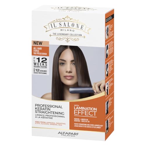 Il Salone Milano At Home Keratin Hair Treatment with Lamination Effect - Hair Smoothing Straightening Kit - Anti-Frizz Treatment for All Hair Types - Heat Protection - Long-Lasting