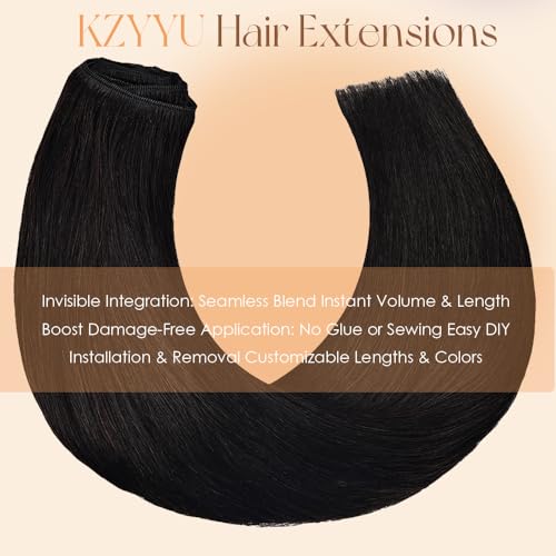 Clip in Hair Extensions Real Human Hair 20 Inch 110g Invisible Seamless Human Hair Clip in Extensions for Women 7pcs Per Set with Double Weft 1B Natural Color