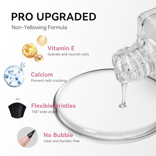 Base Coat and Top Coat, Clear Regular Nail Polish, Rich in VE Calcium Quick Air Dry Nail Strengthening Non Gel, 2Pcs Vegan Base Chip Resistant High Shine Long-lasting Nail Art Gift Set