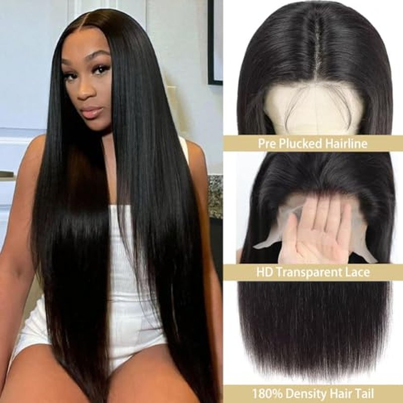 LARYNX Straight Lace Front Wigs Human Hair Full 13x4 Transparent HD Lace Front Wigs Pre Plucked 180% Density Glueless Wigs Real Human Hair Wig For Women (22 Inch)