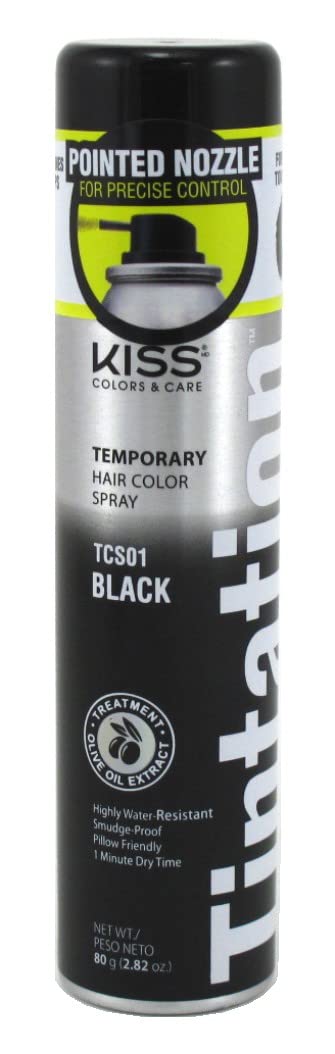 Kiss Tintation Temporary Color Spray - Black 2.82 Ounce | Pack of 3 for Vibrant Hair Color