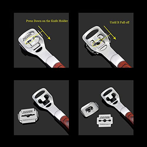 ZIZZON Foot Care Pedicure Callus Shaver Hard Skin Remover Wood Handle 70 Blades