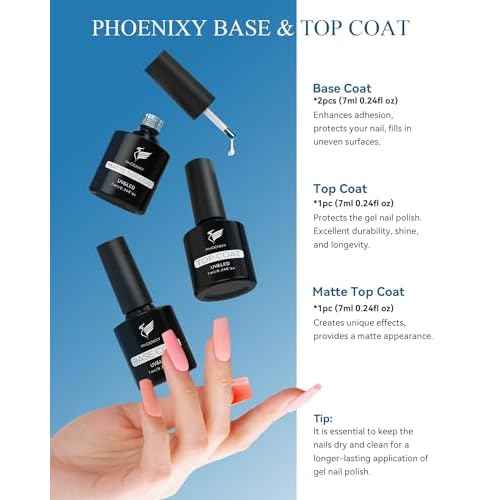 phoenixy Gel Nail Polish, 40 PCS Nail Polish Set 36 Colors UV Gel Nail Polish Set Red Green Glitter with 4 Pcs Base Matte Glossy Top Coat Nail Kit Gift for Women (PCE9007)