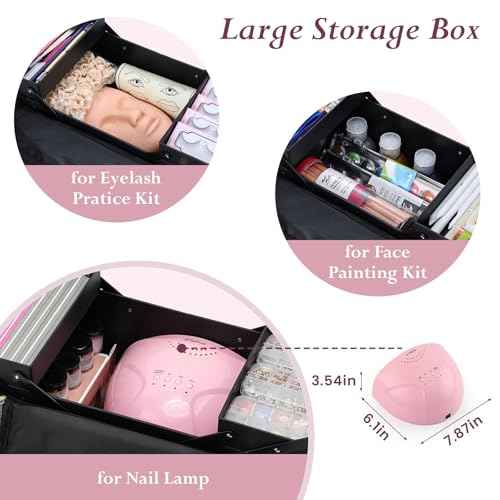 Large Travel Makeup Train Case, Big Makeup Bag Organizer Makeup Box,4 Tier Professional Cosmetic Storage Cases for Nail Tech Tattoo Storage Bag for Equipment and Supplies with luggage Sleeve