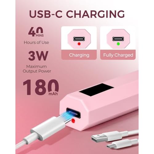 UV Nail Light Handheld UV Light for Nails 3W Portable Led Lamp with 2 Timer Settings 20/60s for Gel Polish Home DIY Salon Women(Pink)