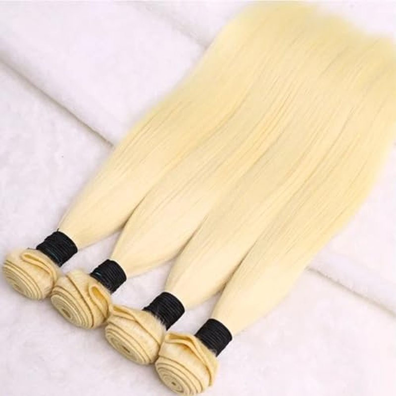 613 Color 3Bundles Human Hair Real Straight Human Hair Extensions Light Blonde Color 3Bundles Human Hair Bundles Enough to full head (161820 Inch)