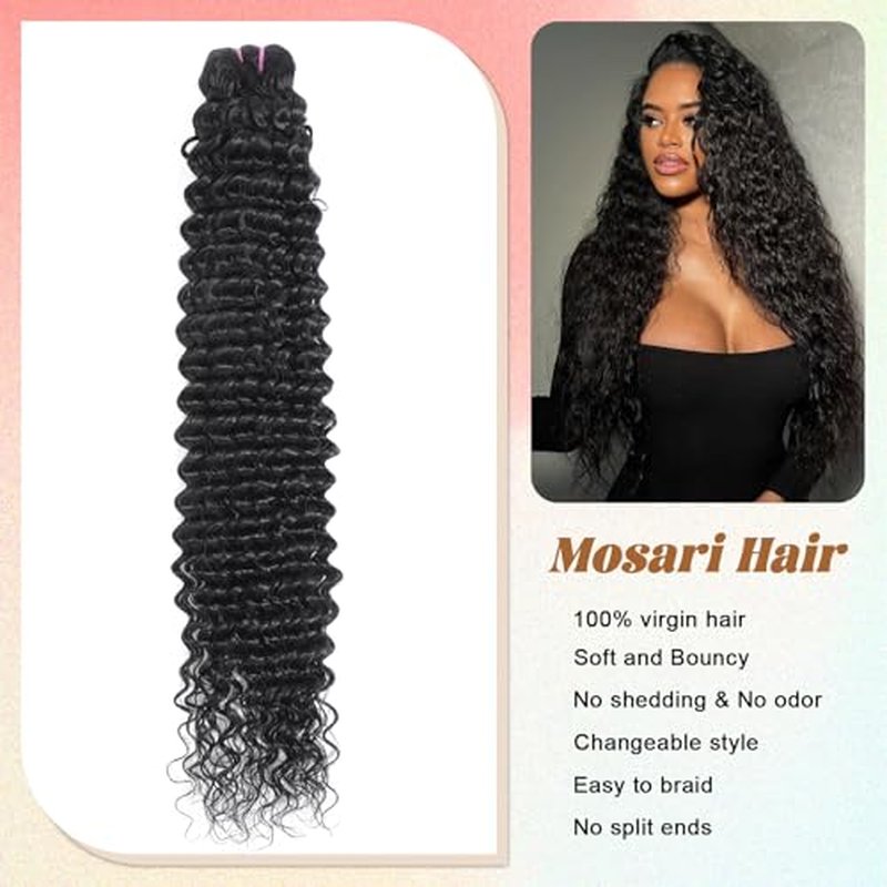 15A Raw Indian Human Hair Bundles Deep Wave Bundles Human Hair,Triple Lifespan Virgin Remy Hair,No Tangle Shedding,Keep Texture Silky Soft After Multiple Washes (1 Bundle Deep wave, 30 Inch)