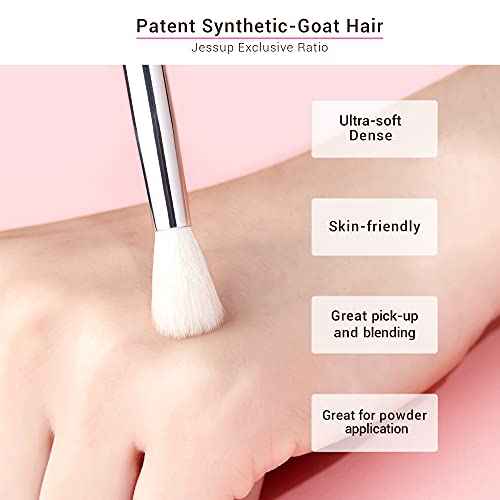 Jessup Small Eye Makeup Brush Set Professional 15pcs White/Silver Premium Natural-synthetic Eye Shadow Blending Concealer Eye & Brow Liner Brushes, T237