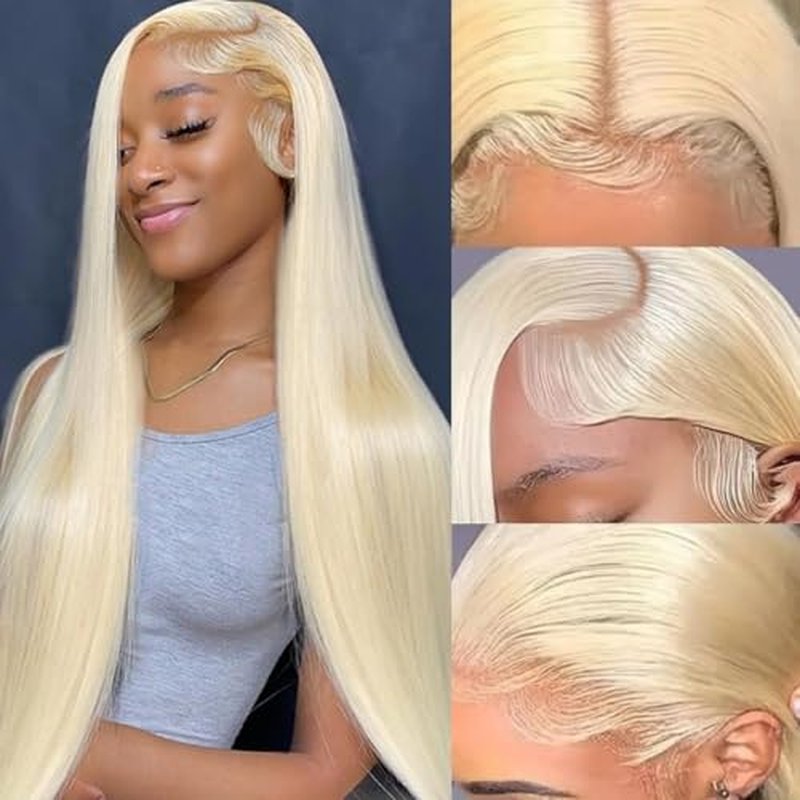 LICHANG 24Inch 613 Lace Front Wig Human Hair 13X4 Blonde Straight HD Transparent Lace Frontal Wigs Human Hair Pre Plucked 200% Density Blonde Glueless Wigs Human Hair