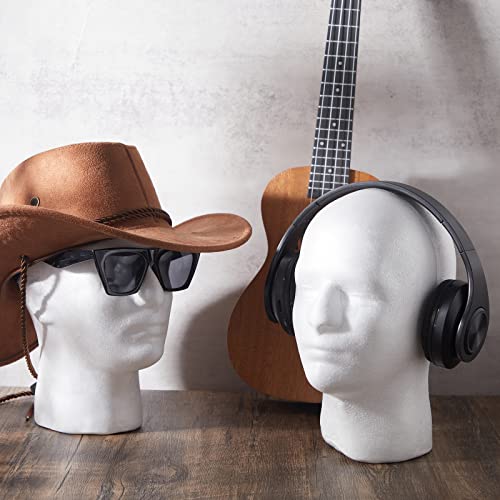 4 Count Wig Head Foam Mannequin Head Stand Wig Holder for Hat Display, White(21.26 Inch)