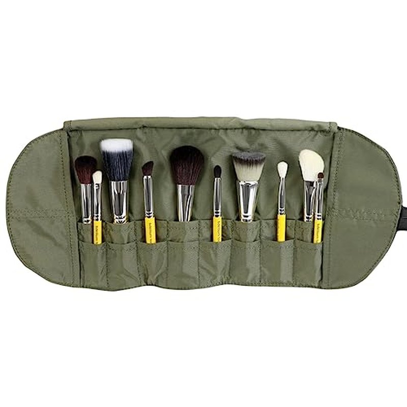 Bdellium Tools Professional Makeup Brush Travel Series - Mineral 10pc. Brush Set with Roll-Up Pouch