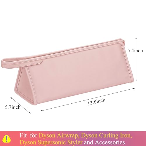 Pu Leather Travel Case Compatible with Dyson Airwrap Styler, Portable Waterproof Organizer Bag for Shark FlexStyle Attachments Storage, Pink