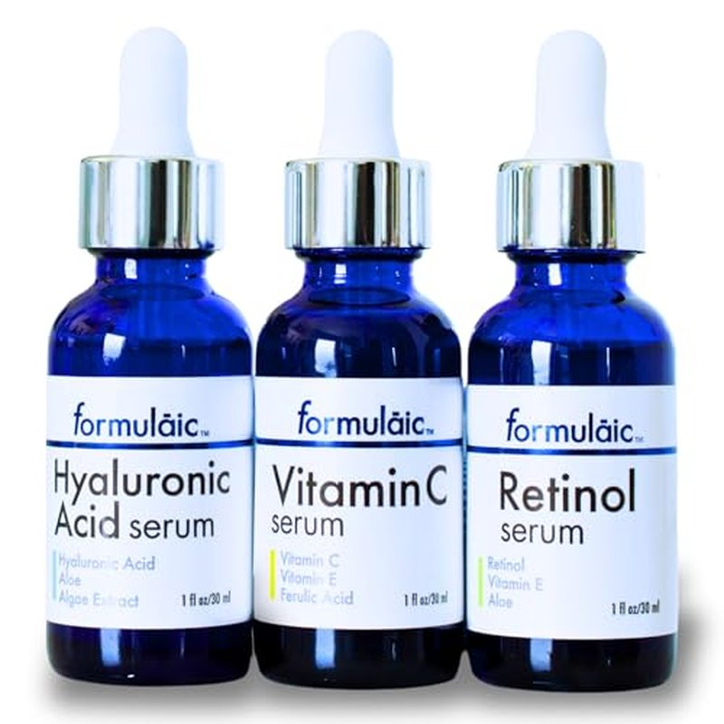 Formulaic¢â Vitamin C, Retinol & Hyaluronic Acid Serums | Hydrates, Revitalizes, and Evens Skintone | Box Set of 3 Face Serums | Perfect Skincare Gift | 3 Fl Oz