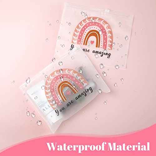 Wesiti 50 Pcs Rainbow Cosmetic Bag Inspirational Gifts Motivational Quotes Makeup Bag Bulk Waterproof Zippered Pouch for Women Girl Teacher Christmas Gift (You Are Amazing)