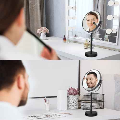 Nicesail Higher Taller Tabletop Makeup Mirror of 8 Inch, 5X Magnified Makeup Mirror Countertop Standing, Height Adjustable, Double Sided Mirror in Matte Black (8 Inch, 5X)¡¦