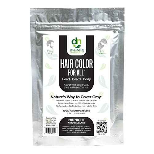 Black Henna Hair Color For All Kit | 100% All Natural Indigo Powder Hair Dye & Beard Dye (Midnight Natural Black) Organic, Herbal & Vegan Chemical & Cruelty Free Permanent Gray Coverage & Tinting