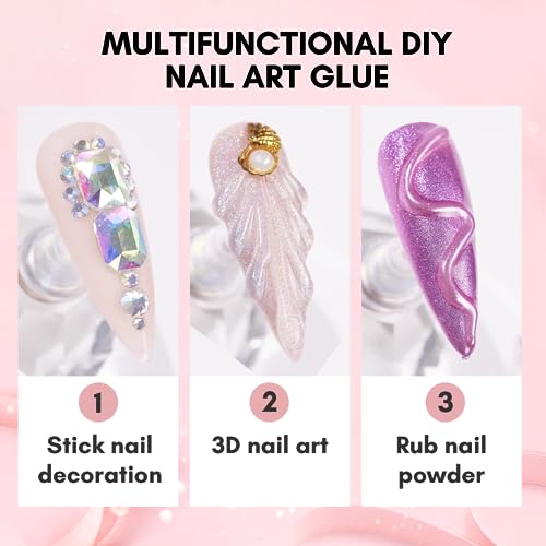 Makartt Nail Rhinestone Glue - 30ML Super Strong Adhesive Gel Nail Glue for Decorations Charms 3D Gel Nail Art Gems Jewel Diamonds for Salon & DIY Manicure, UV/LED Cured Need Beauty Gifts
