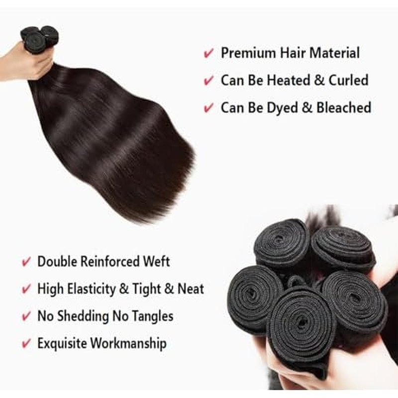 10A Straight Hair Bundles Brazilian 22 24 26 Inch 100% Unprocessed Virgin Hair Straight Weave Bundles Human Hair 3 Bundles Deals for Woman