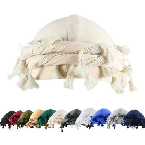 YuMENo Turban for Men Women Vintage Twist Durag Head Wraps Satin Lined Halo Turban with Tassel Waves Braids
