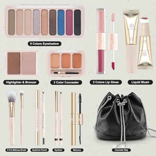 Color Nymph Makeup Kit For Teens, Girls Makeup Set With Cosmetic Bag included 9 Color Eyeshadow Palette Concealer Liquid Blush Eyeliner Lipgloss - #03