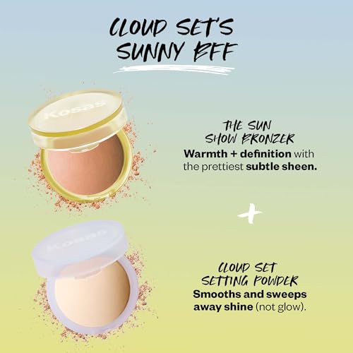 Kosas Sun Show Glowy Warmth Baked Bronzer - Contouring Powder for Cheekbones, Nose & Jawline - Enriched with Concentrated Fatty Acids - Talc-Free, Vegan & Hypoallergenic - Waves