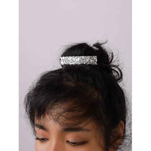 HAQUIL Vintage Flower Rectangular Hairclip, Hair Clip Vintage Viking Celtic Knot Protection Hair Clip, Barrettes Gift for Women Viking Hair Accessories