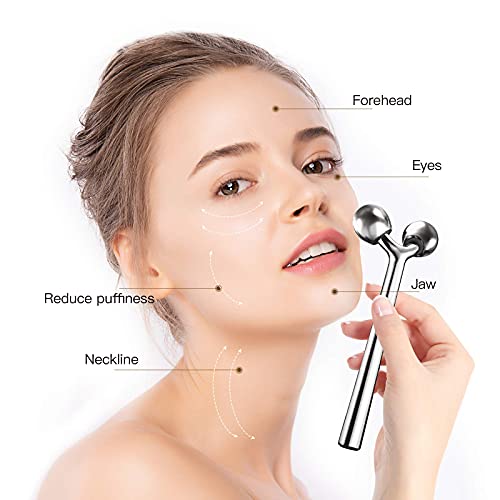 Tekson Faical Roller Massager, 3D Metal Face Massage Tool for Reduce Puffiness, Remove Eye Wrinkles, Face Lift, Increase Firmness, Anti-Aging, Skin Tightening (Zinc Alloy)