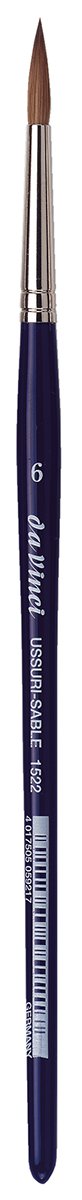 da Vinci Nails Series 1522 Acrylic Technique Nail Brush, Round Russian Red Sable with Blue Polished Handle, Size 6