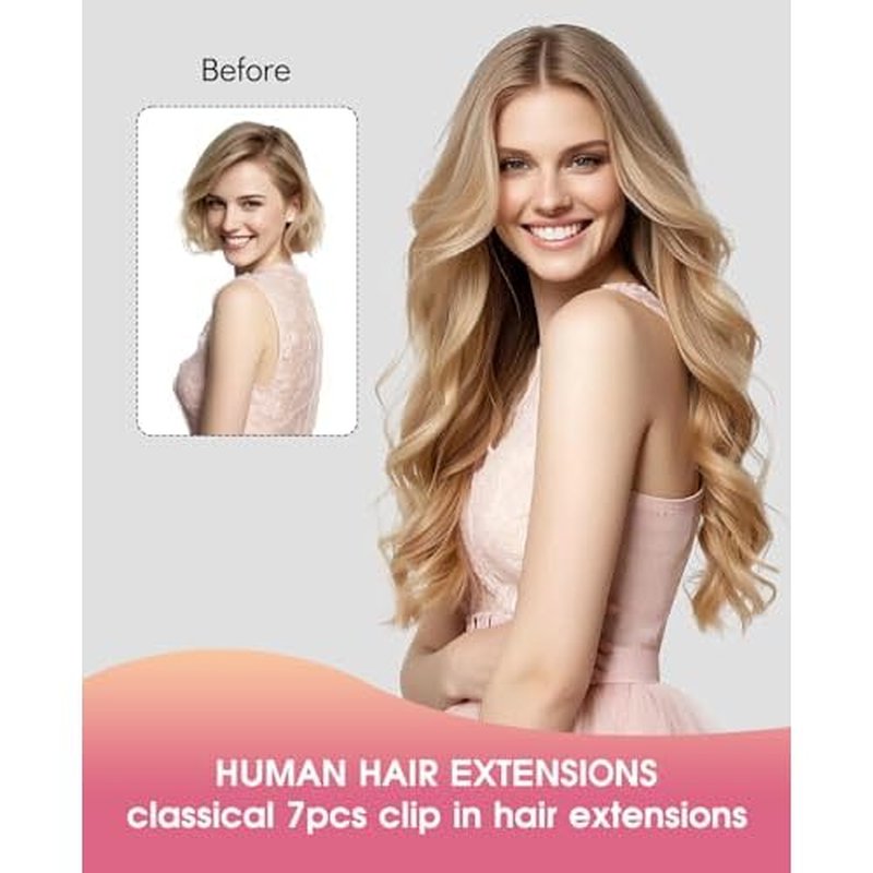 Youngsmile Clip in Hair Extensions Real Human Hair, Human Hair Clip in Extensions, Silky Straight Double Weft, 18 Inch 120 Gram 7 Pcs,Balayage Dark Brown to Chestnut Brown (CLIP#2/6/2-18Inch)