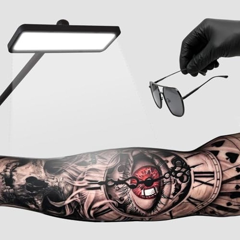 Tattoo LED Work Light with Polarized Filter, Adjustable Brightness ? Tattoo Vision Glass& CPL, Anti-Glare Tattoo Photography Light