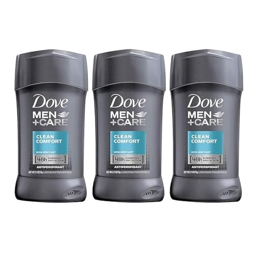 Dove Men + Care Antiperspirant - Clean Comfort - Non-Irritant - Net Wt. 2.7 OZ (76 g) Per Stick - Pack of 3 Sticks