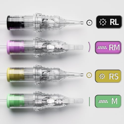 BIGWASP Classic 20Pcs 1214RS Tattoo Cartridge Needles 14RS #12 Standard Disposable 14 Round Shader Cartridges for Tattoo Machine Pen